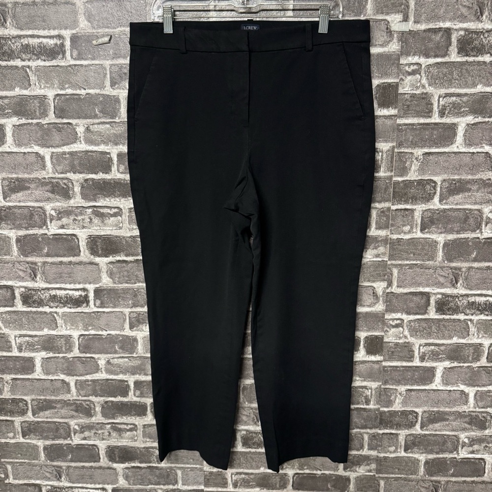 J. Crew Kallie stretch linen-blend straight-leg pant black pants